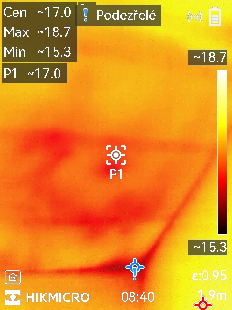 hnízdo kuny zaměřené termovizí